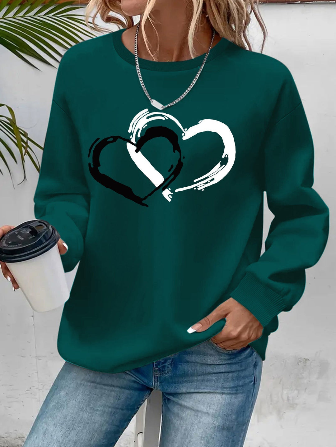 INES - ELEGANT RETRO HEART SWEATER