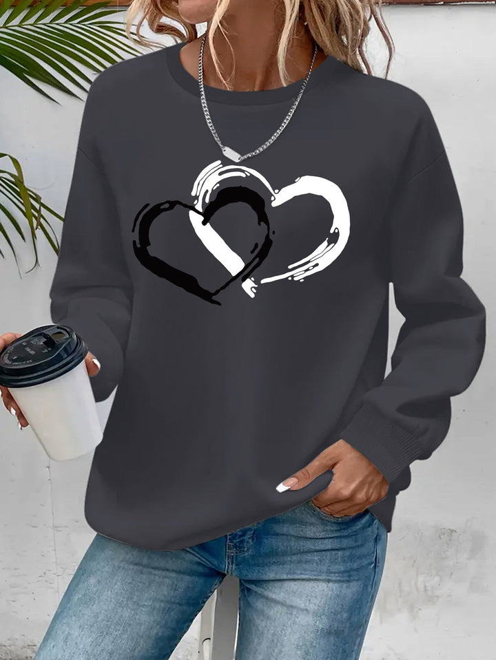 INES - ELEGANT RETRO HEART SWEATER