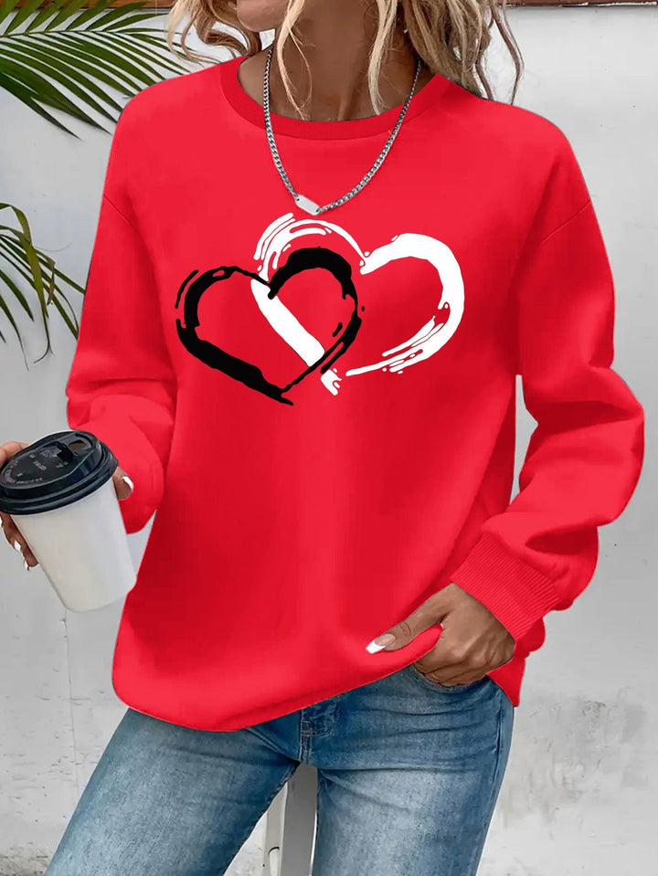 INES - ELEGANT RETRO HEART SWEATER