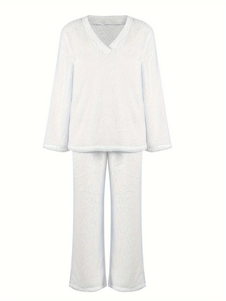 Melita - Cozy Elegant Women's V-Neck Set