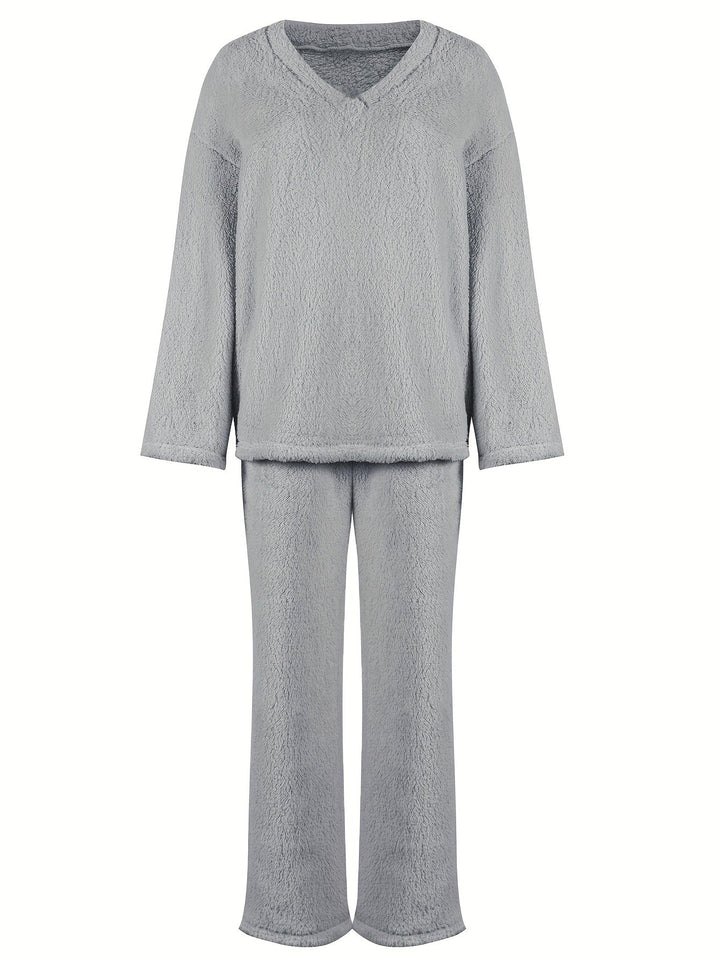 Melita - Cozy Elegant Women's V-Neck Set