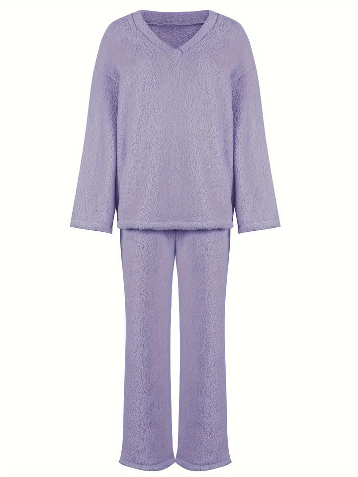 Melita - Cozy Elegant Women's V-Neck Set