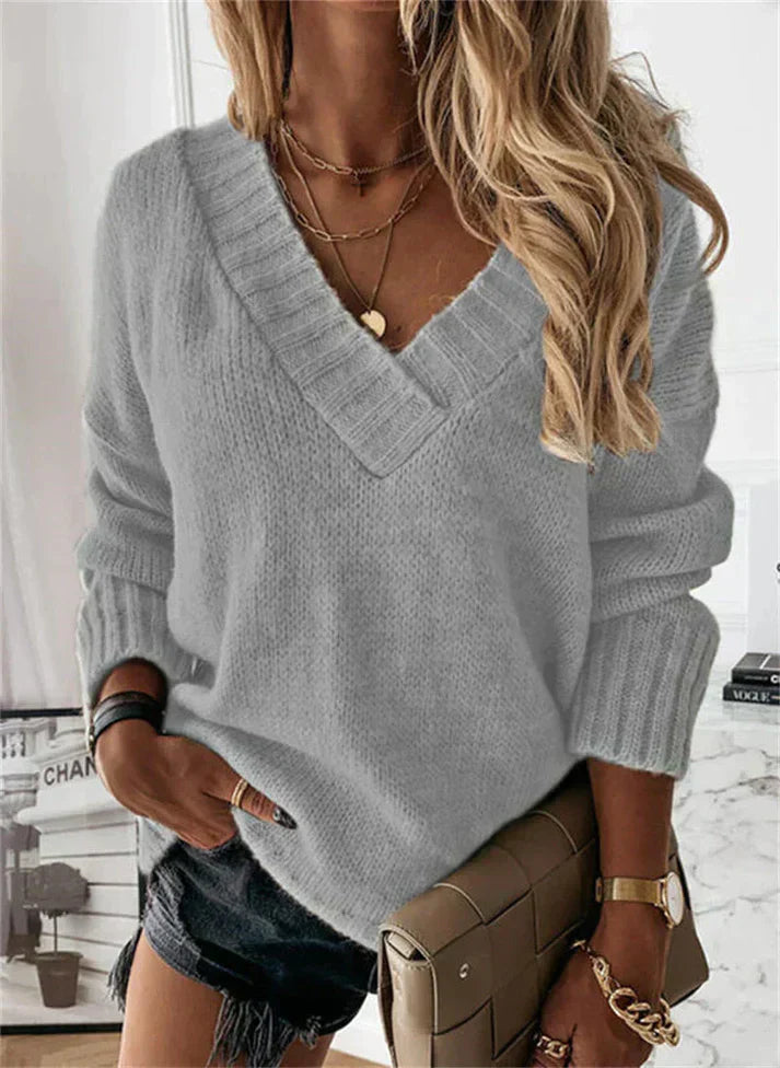 Cathy - Soft Knit V-Neck Jumper