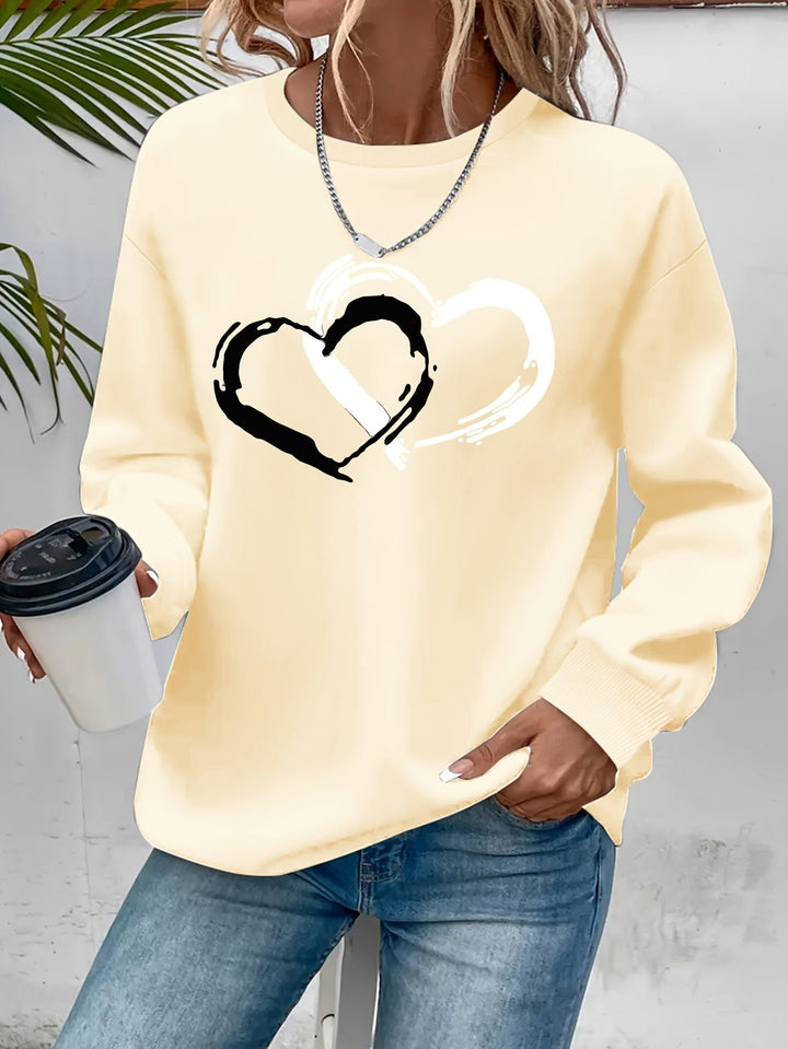 INES - ELEGANT RETRO HEART SWEATER