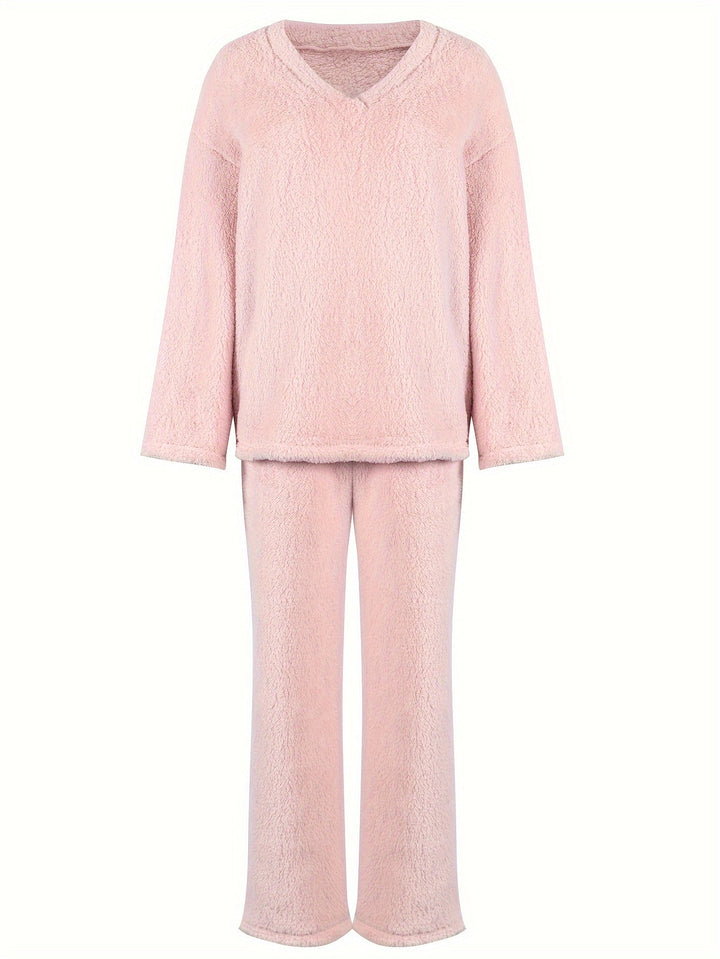 Melita - Cozy Elegant Women's V-Neck Set