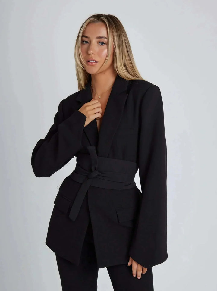 Suus – Tailored Blazer with Waist Tie Belt