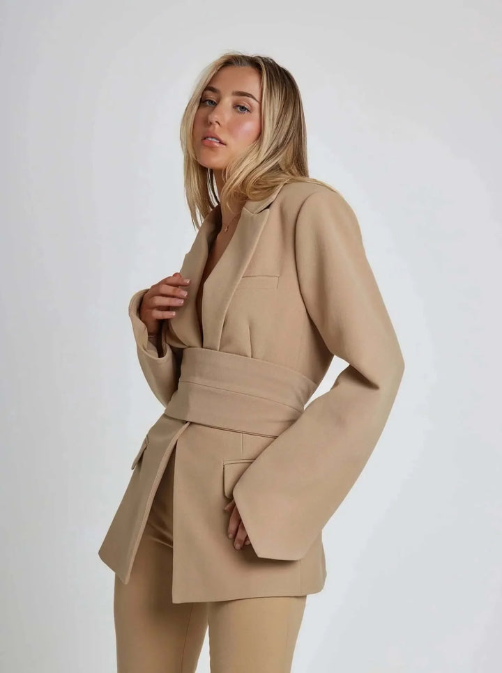 Suus – Tailored Blazer with Waist Tie Belt